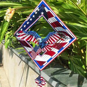 Eagle Wind Spinners for Yard and Garden, 3D Metal Wind Catchers,12in
